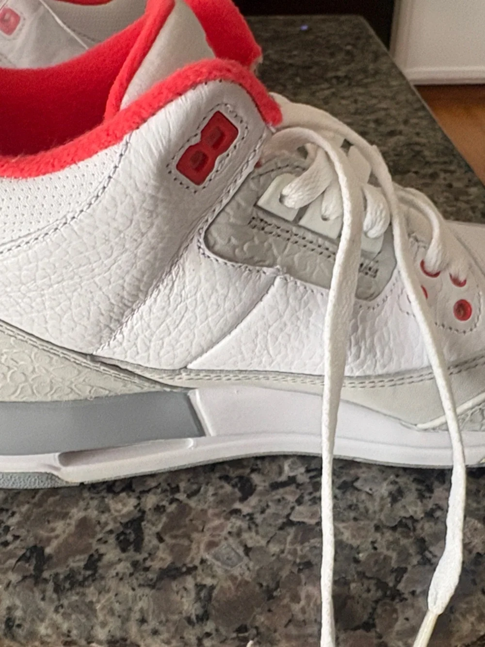 Jordan Kids White and Crimson High Top Sneakers